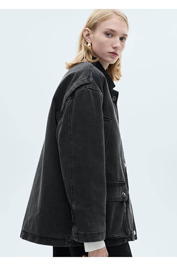 Fitilli kadife yaka cepli mont - 6