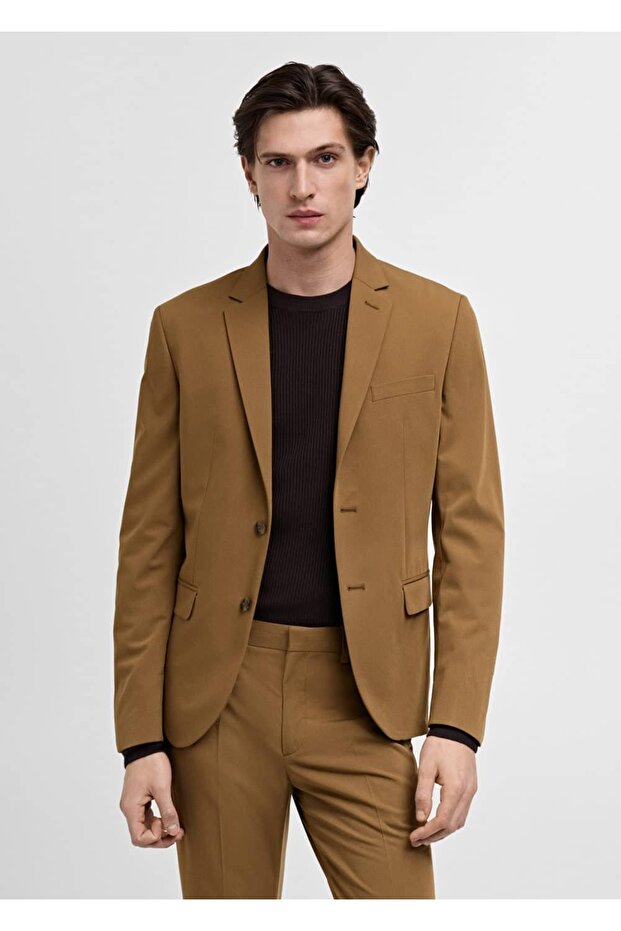 Streç kumaştan süper dar kesim blazer ceket - 1