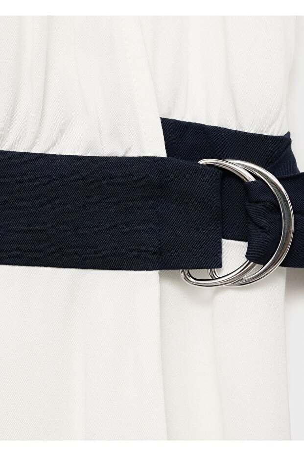 Kontrast kemerli elbise - 5