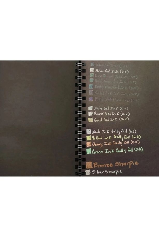 - Siyah Sayfalı Defter 14x20 Cm - 20 Yaprak 40 Sayfa - Beyaz Jel Kalem - Simli Bantlar - 2