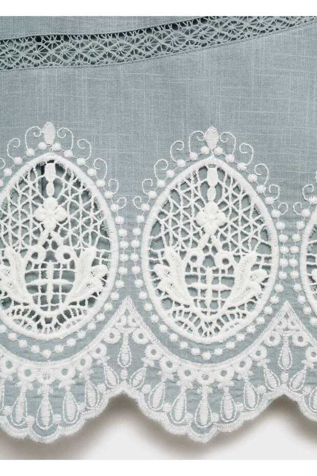 Kenarı işlemeli pamuklu etek - 6