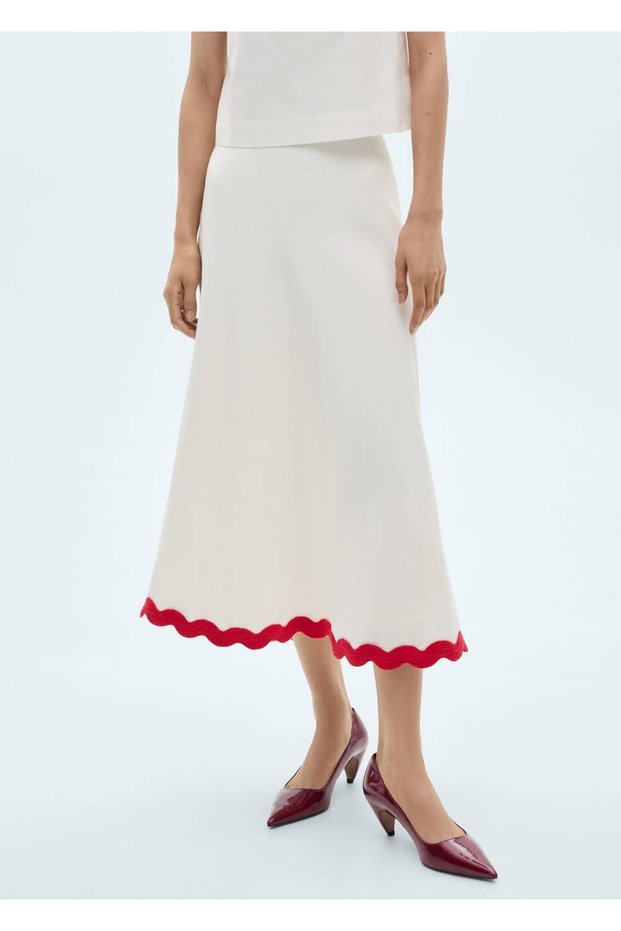 Contrast Detailed Midi Skirt