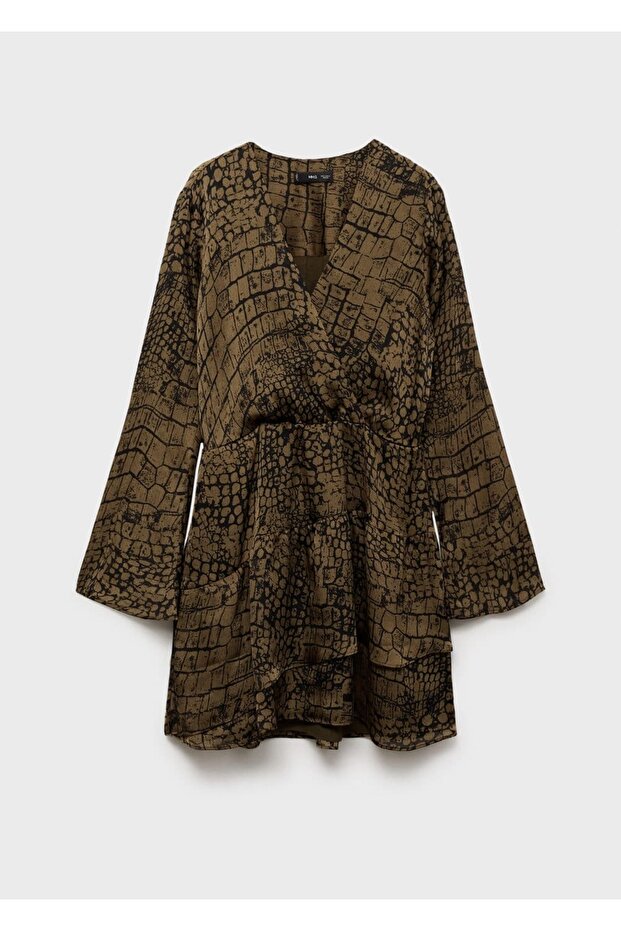 Hayvan desenli volanlı elbise - 3