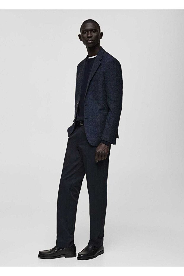 Dar kesim yün karışımlı blazer ceket - 5