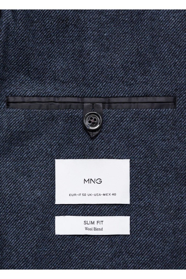 Dar kesim yün karışımlı blazer ceket - 8