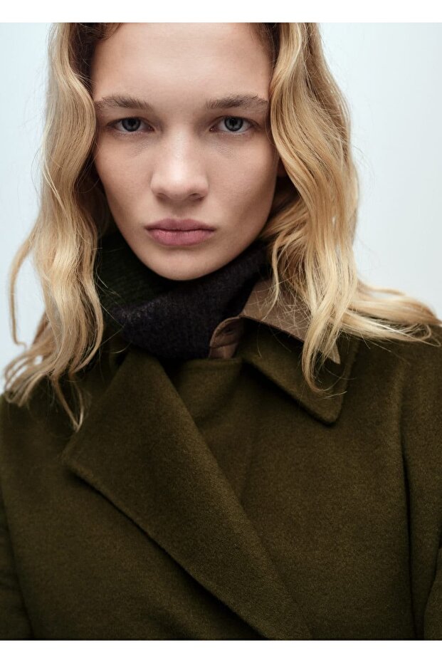 Ręcznie robiony długi płaszcz z paskiem - 8