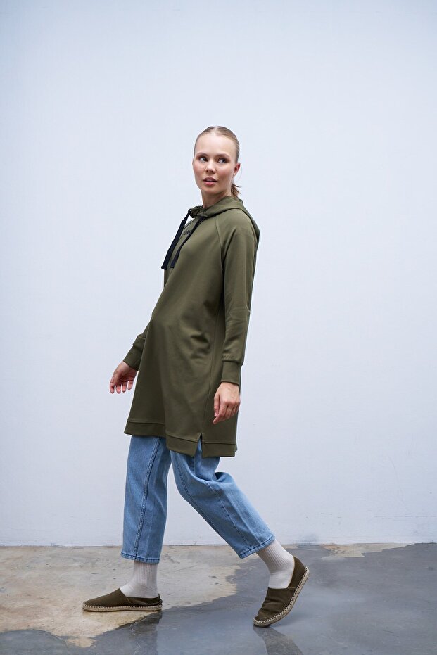 Nakışlı Sweatshirt Yeşil - 1