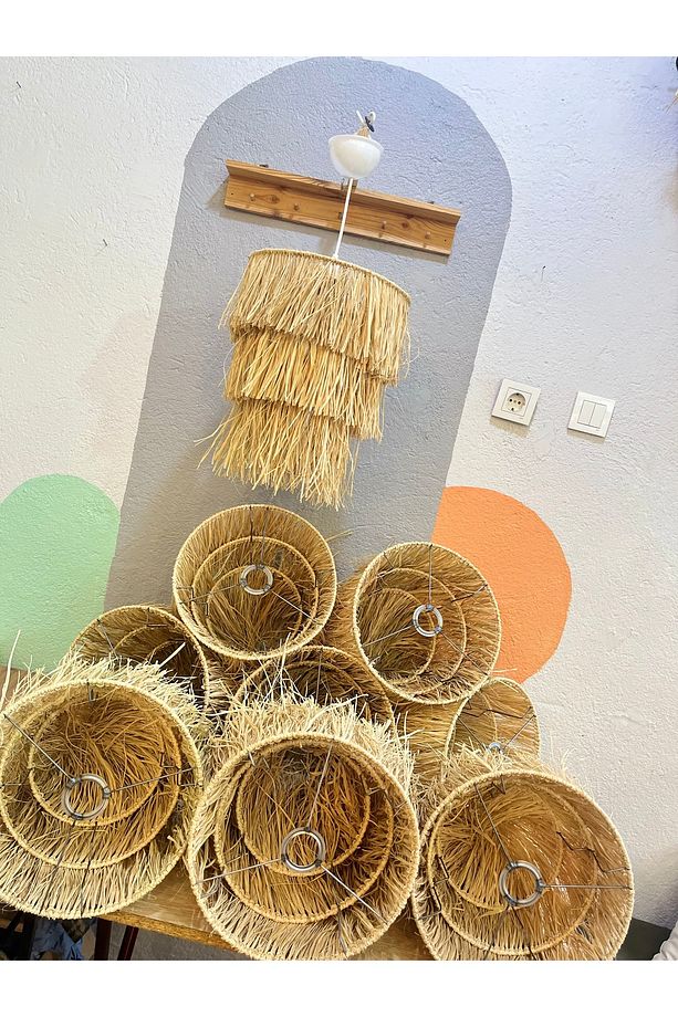 Rafya 3katlı bohem avize ,balkon aydınlatma ,cafe aydınlatma - 5