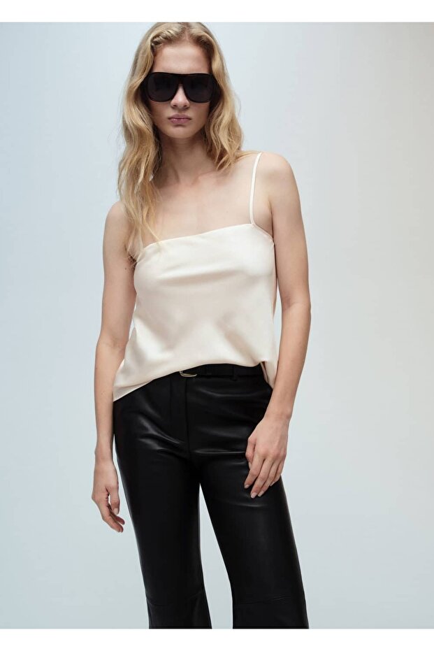 İnce askılı saten bluz - 1