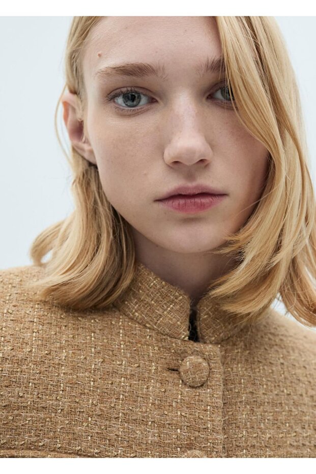 Striped Collar Tweed Jacket - 6