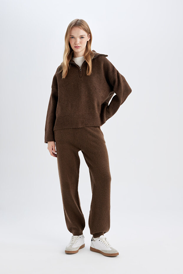 Knitwear Jogger Pants - Pockets and Rubber Waist V4178Az24Cwbn319
