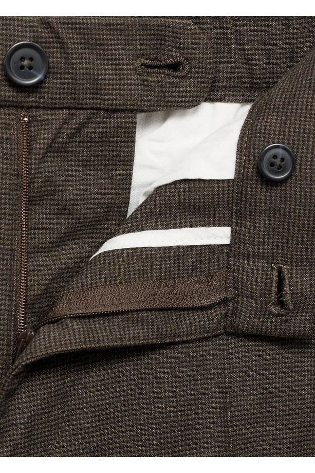 Mikro kazayağı desenli flanel pantolon - 7