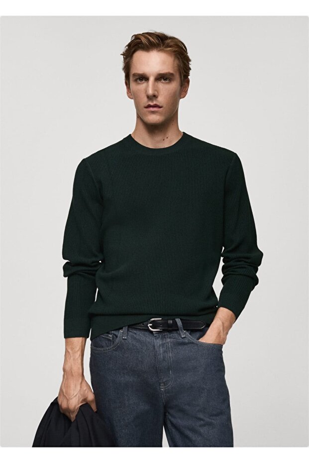 İnce Triko Ribana Pamuklu Kazak - 1