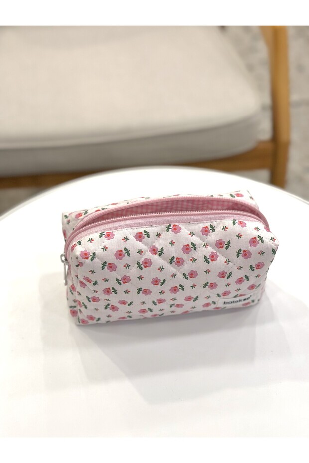 Tiny Pink Flower Patterned Pencil Bag - 4
