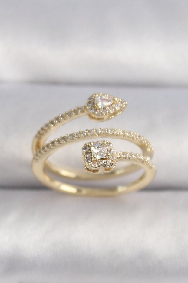 Rice gold color zircon stone arrow model vip series women's ring