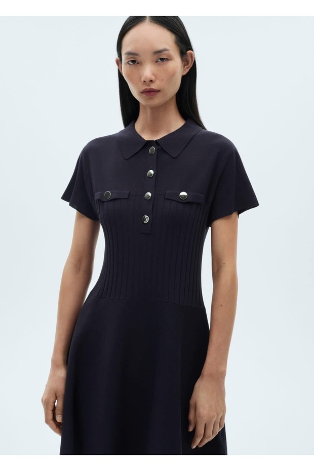 Buttoned Knitwear Dress