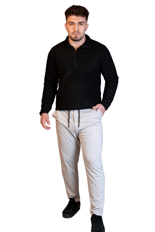 Erkek Jagger Pantolon Likralı Beli Lastikli Bağcık Detaylı Erkek Jogger Kumaş Pantolon - 3