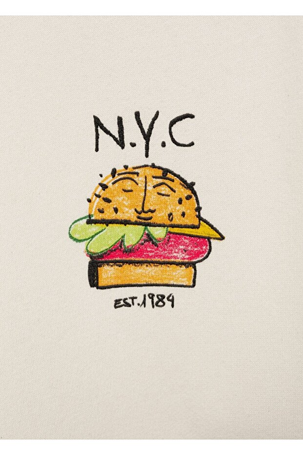 Grafik desenli pamuklu sweatshirt - 7