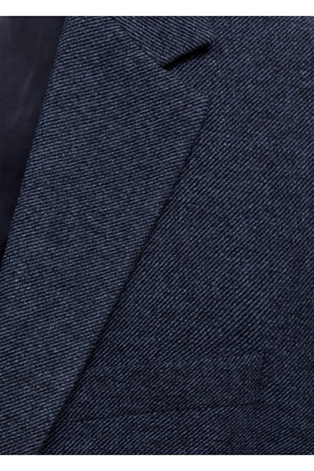 Dar kesim yün karışımlı blazer ceket - 7