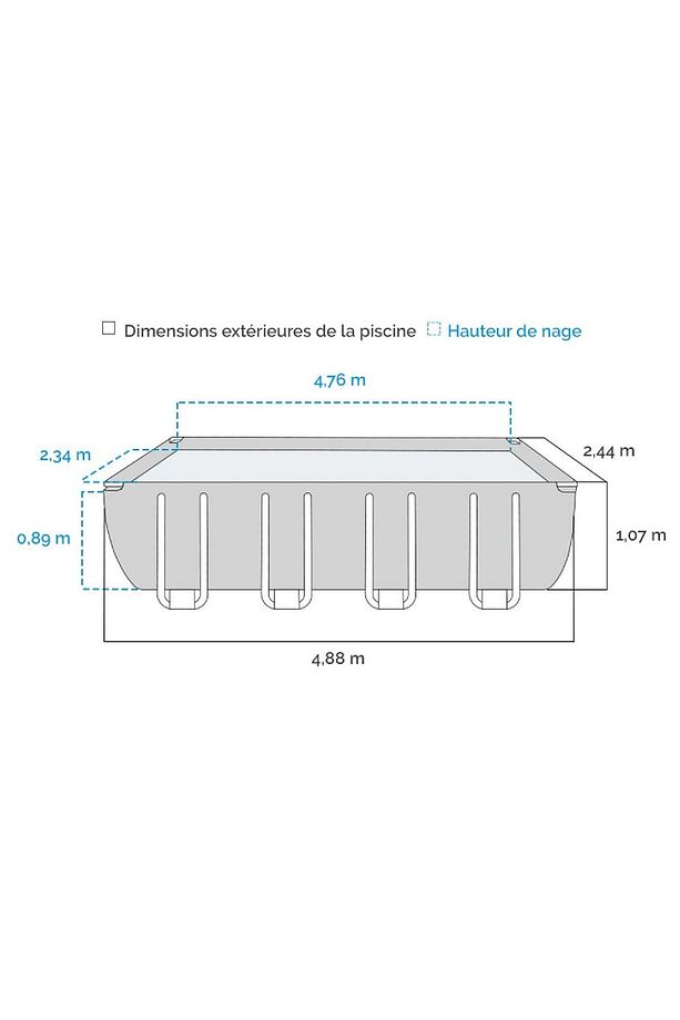 İntex 26792NP Dikdörtgen Prefabrik Aile Havuzu 488x244x107cm Merdiven + Örtü + Filtre Set - 4