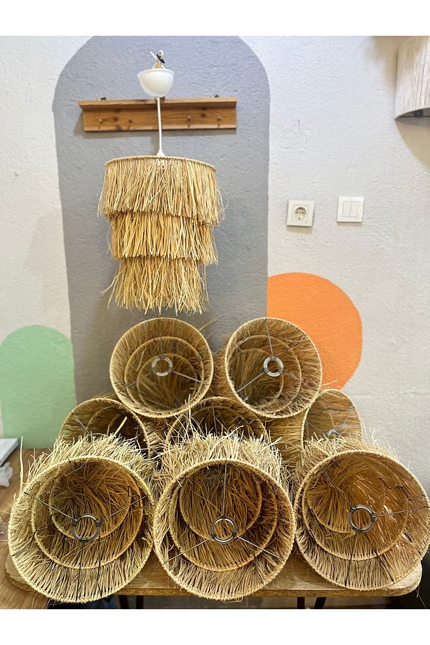 Rafya 3katlı bohem avize ,balkon aydınlatma ,cafe aydınlatma - 7