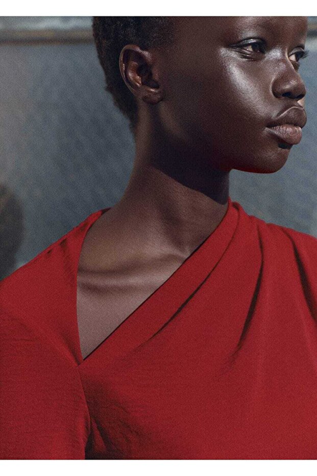 Drapeli asimetrik uzun elbise - 7