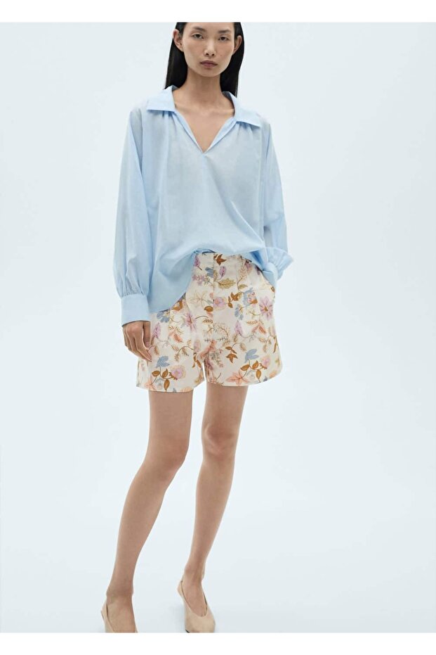 Çiçekli pensli şort - 8