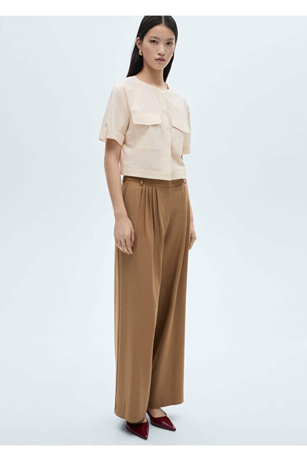 Göğüs cepli pamuklu bluz - 2