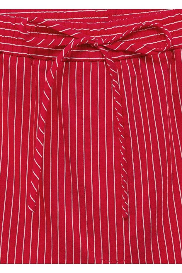 Çizgili pamuk karışımlı şort - 6