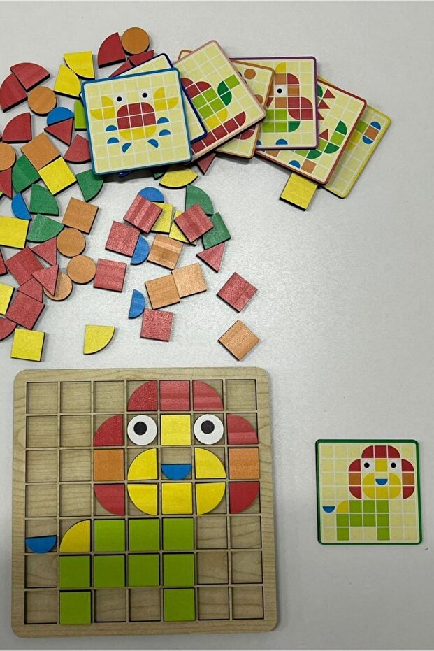 Wooden Mosaic Puzzle / Ages 3+ / Montessori Educational and Learning Children's Intelligence Game