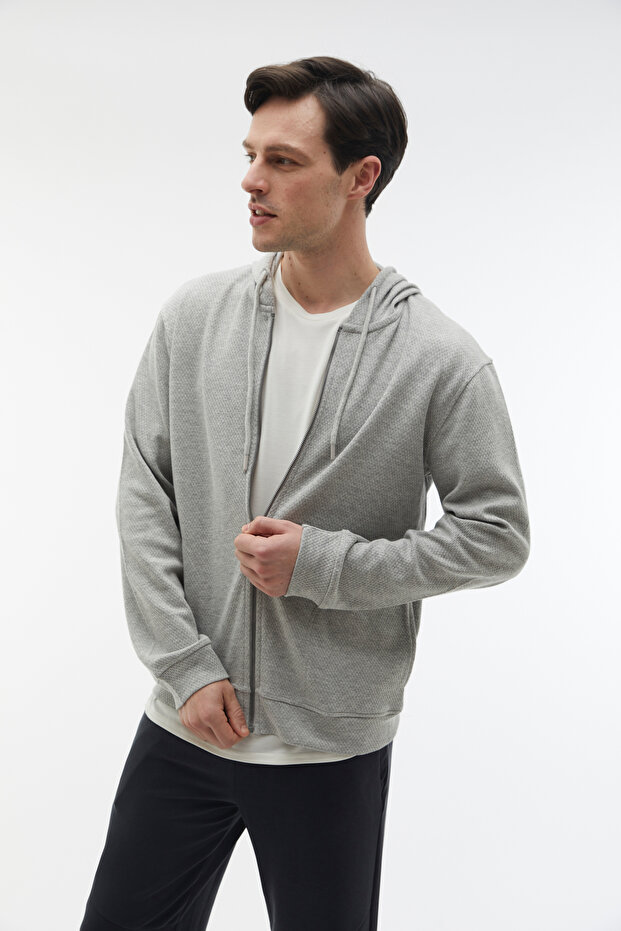 KAPÜŞONLU FERMUARLI SWEATSHIRT - 6