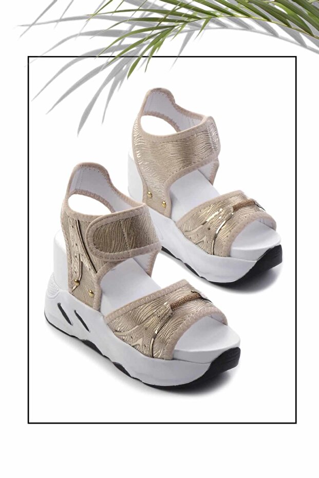 Beige Striped Women's Sandals K05026200109