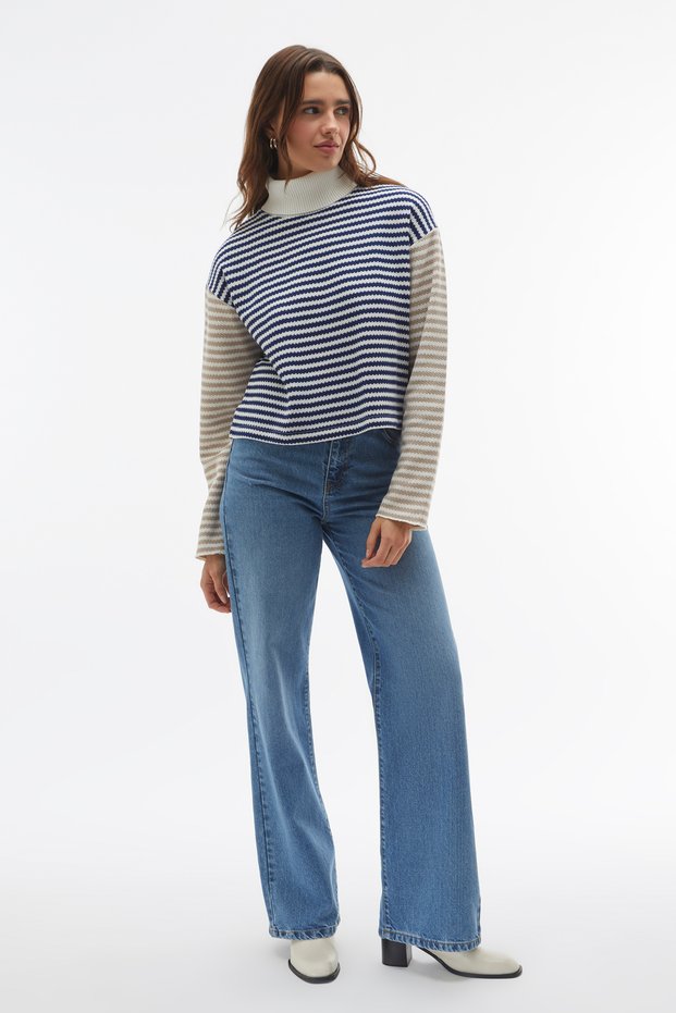 Striped Fishing Neck Sweater