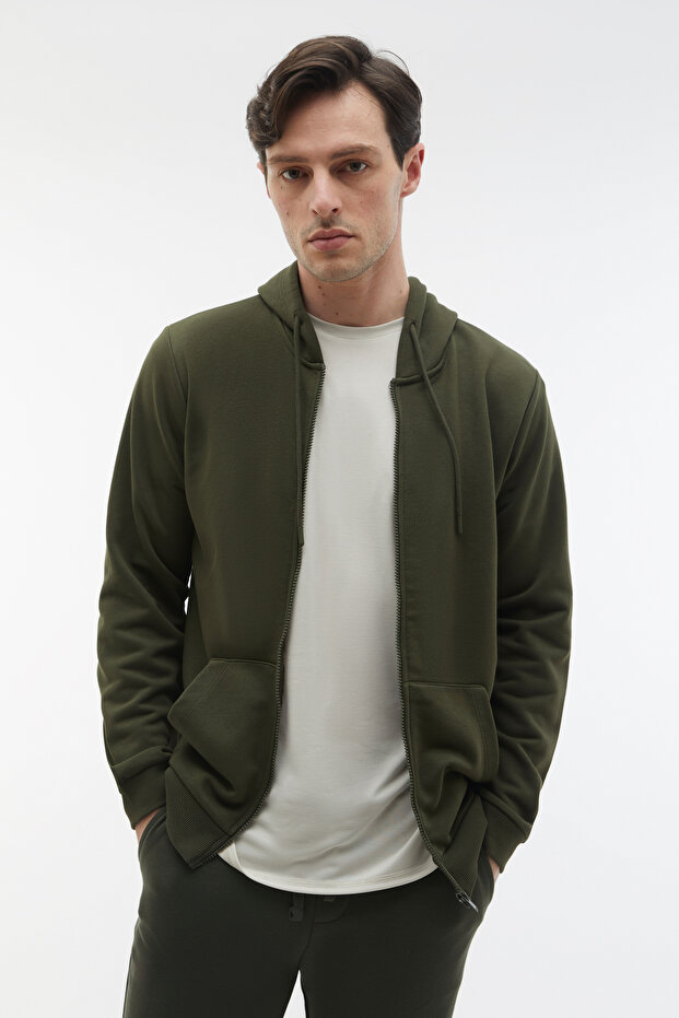 KAPÜŞONLU OVERSIZE FERMUARLI SWEATSHIRT - 3