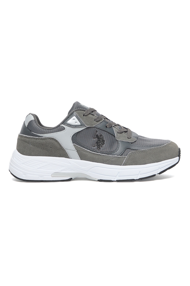 Men's Grey Low-Top Sneakers - Modern Lace-Up Design, Versatile Shoes for Casual Outfits
