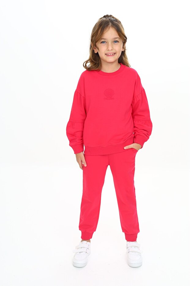 Girl's Seashell Embroidered Tracksuit Set