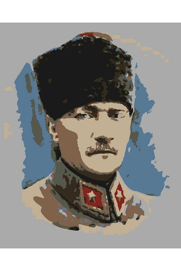 Sayılarla Boyama Tuval Seti Atatürk 30x40 Şaseye Gerili Numaralı Boyalar Ve Fırçalar Tam Set - 2