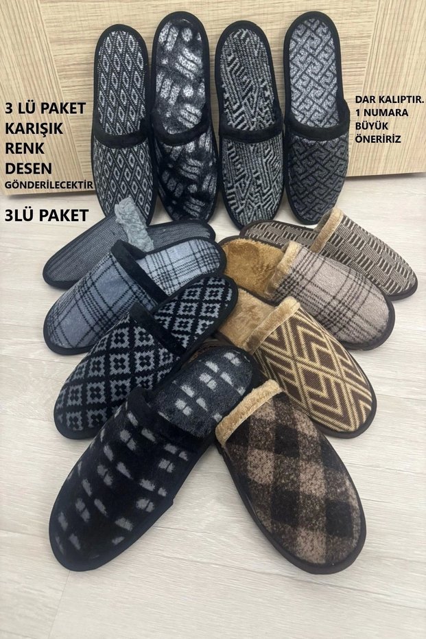 3 Piece Men's House Slippers Guest Slippers Dowry Slippers Groom Bundle Slippers Plush Carpet Cheap Slippers