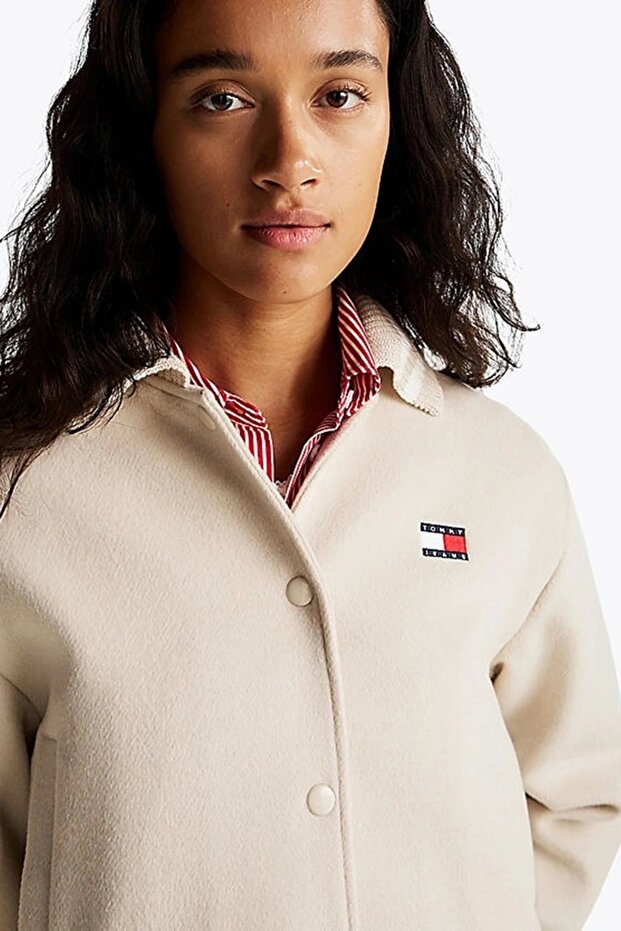 Tommy Jeans TJW CRP LW WOOL VARSITY JACKET Kadın bej Ceket DW0DW20165ACG - 4