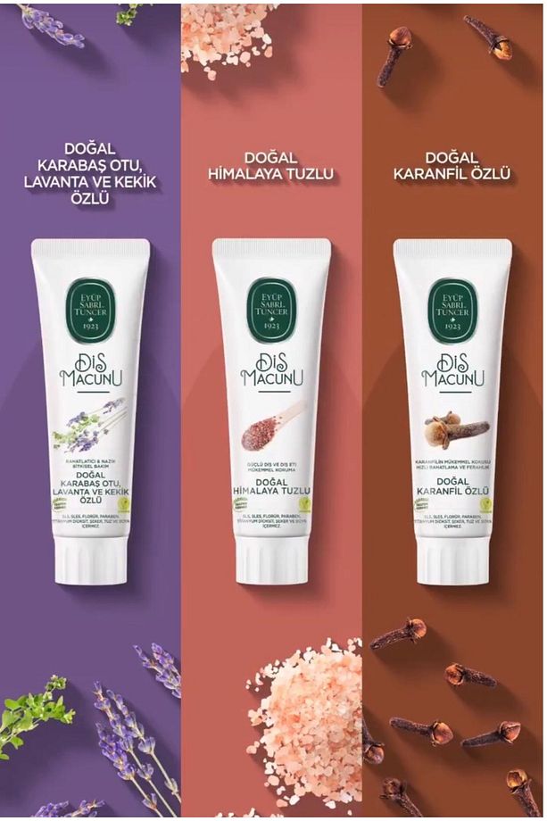 EYÜP SABRİ TUNCER DİŞ MACUNLARI (Karanfil, Karabaş Otlu, Himalaya Tuzlu 90 ml) - 1