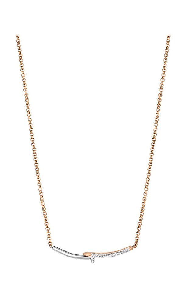 Mtk11363 Steel Rose Gold Color Necklace