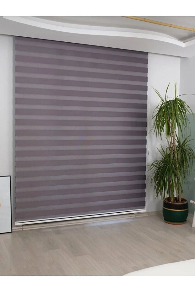 Antrasit Bambu Düz Zebra Stor Güneşlik Perde - 2