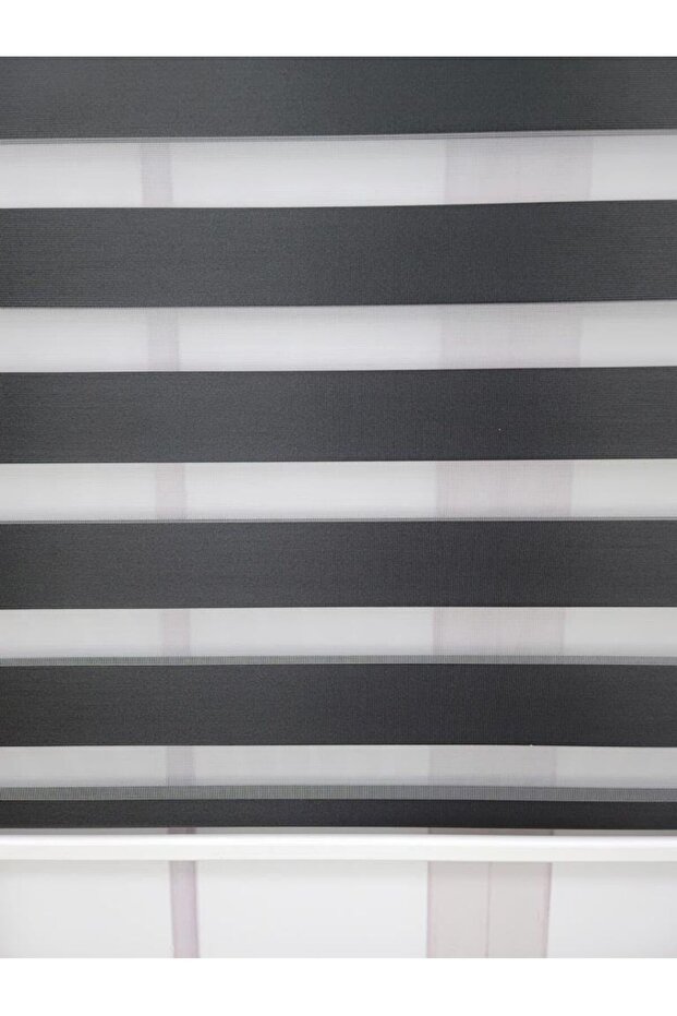 Siyah Bambu Düz Zebra Stor Güneşlik Perde - 4