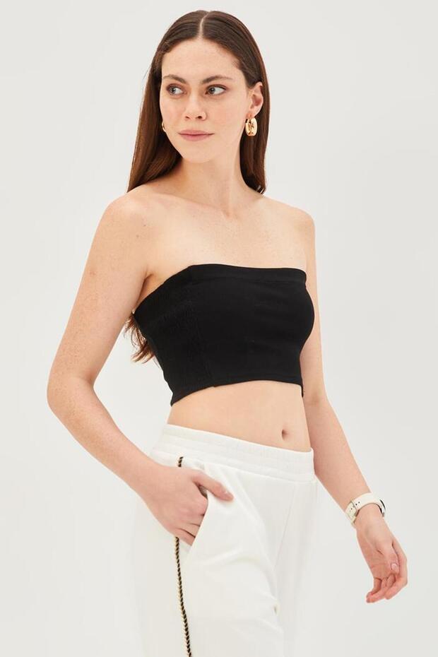 Side Elastic Knitted Strapless Slim Fit Crop