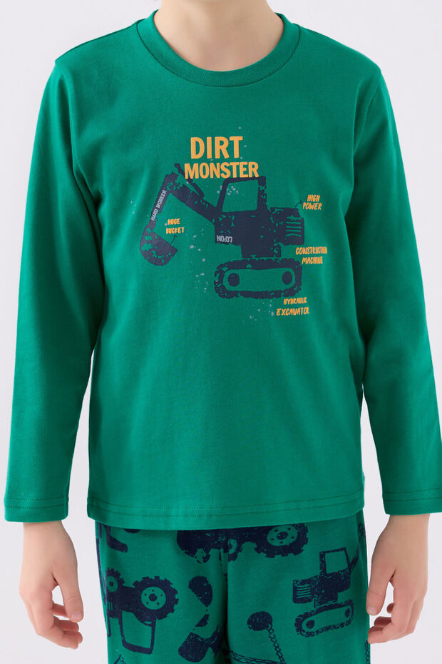 طقم بيجامة للأولاد باللون الأخضر - 4