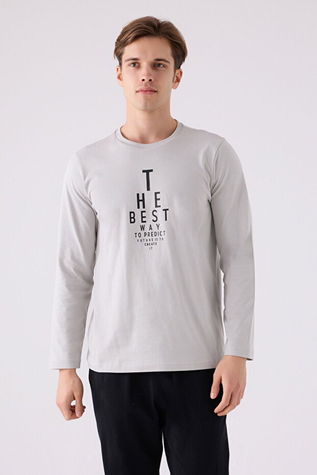 طقم بيجامة رمادية للرجال - 2