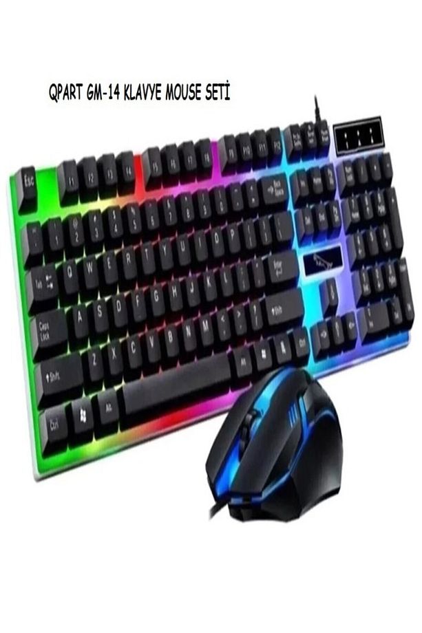 Qpart Gm-14 Kablolu Led Işıklı Oyuncu Klavye & Mouse Seti Klavye Mause - 2