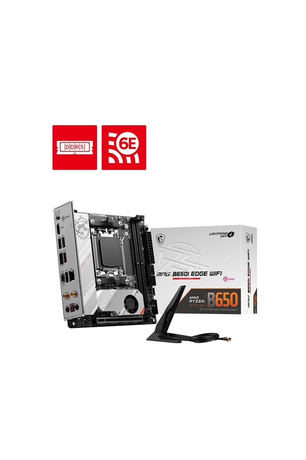 MPG B650I EDGE WIFI AM5  AMD B650 7200Mhz DDR5  WIFI 6E Mini-ITX Anakart - 1