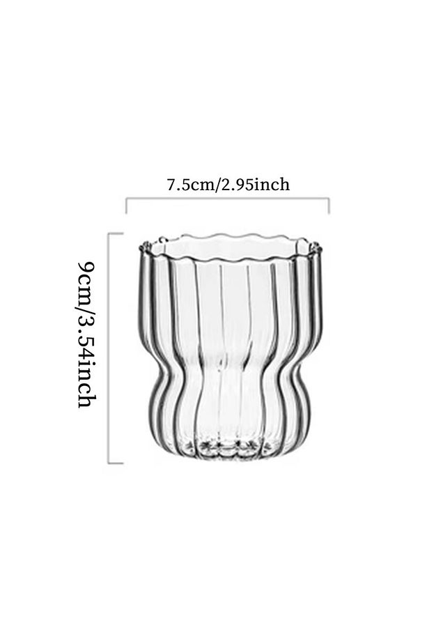 300 ML Çift Çidarlı Çizgili Şık Görünüm Cam Bardak - 5