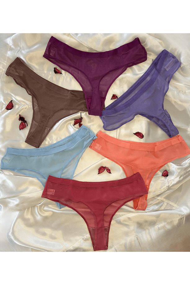 Fiora Transparan Dikişli Renkli 6'lı String Tanga Külot - 2